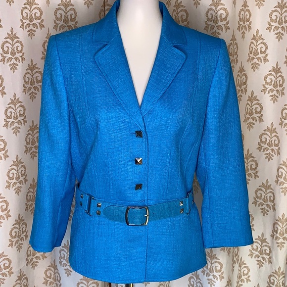 Tahari Jackets & Blazers - TAHARI Arthur S Levine turquoise blazer with belt 10